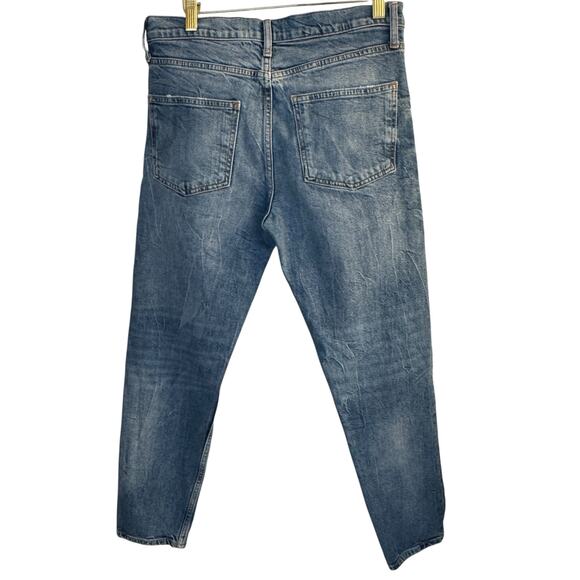 Zara Jeans Women's 6 Blue Distressed Premium Denim Straight Ankle - Picture 4 of 10